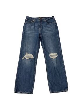 Levis Jeans Womens 31 Blue Low Pro Straight 100% Cotton Ripped Distressed Casual